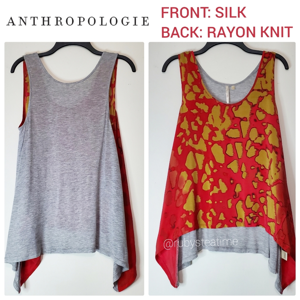 ANTHROPOLOGIE/ PETTICOAT ALLEY Silk/Knit Jersey Drapey Flowy Sleeveless Tank Top